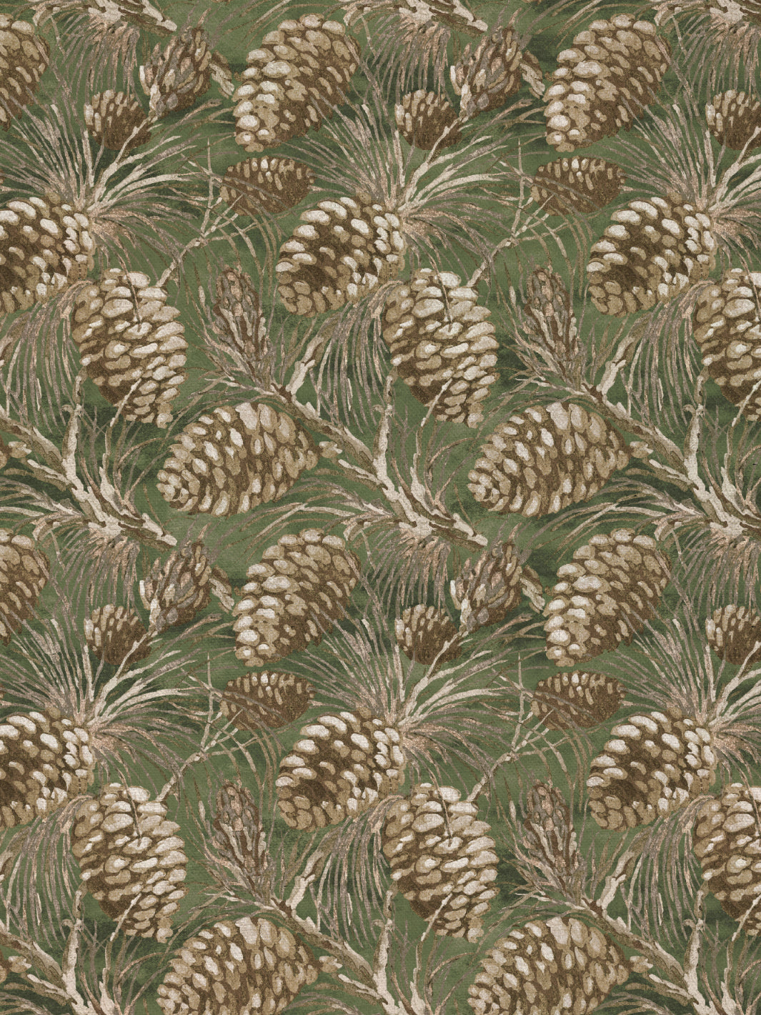 pinecones linen fabric by nathan turner moss