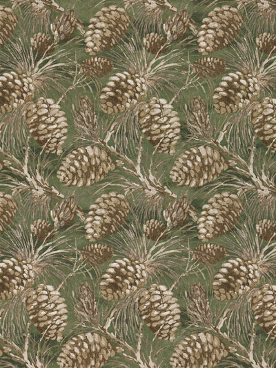 'Pinecones' Linen Fabric by Nathan Turner - Moss
