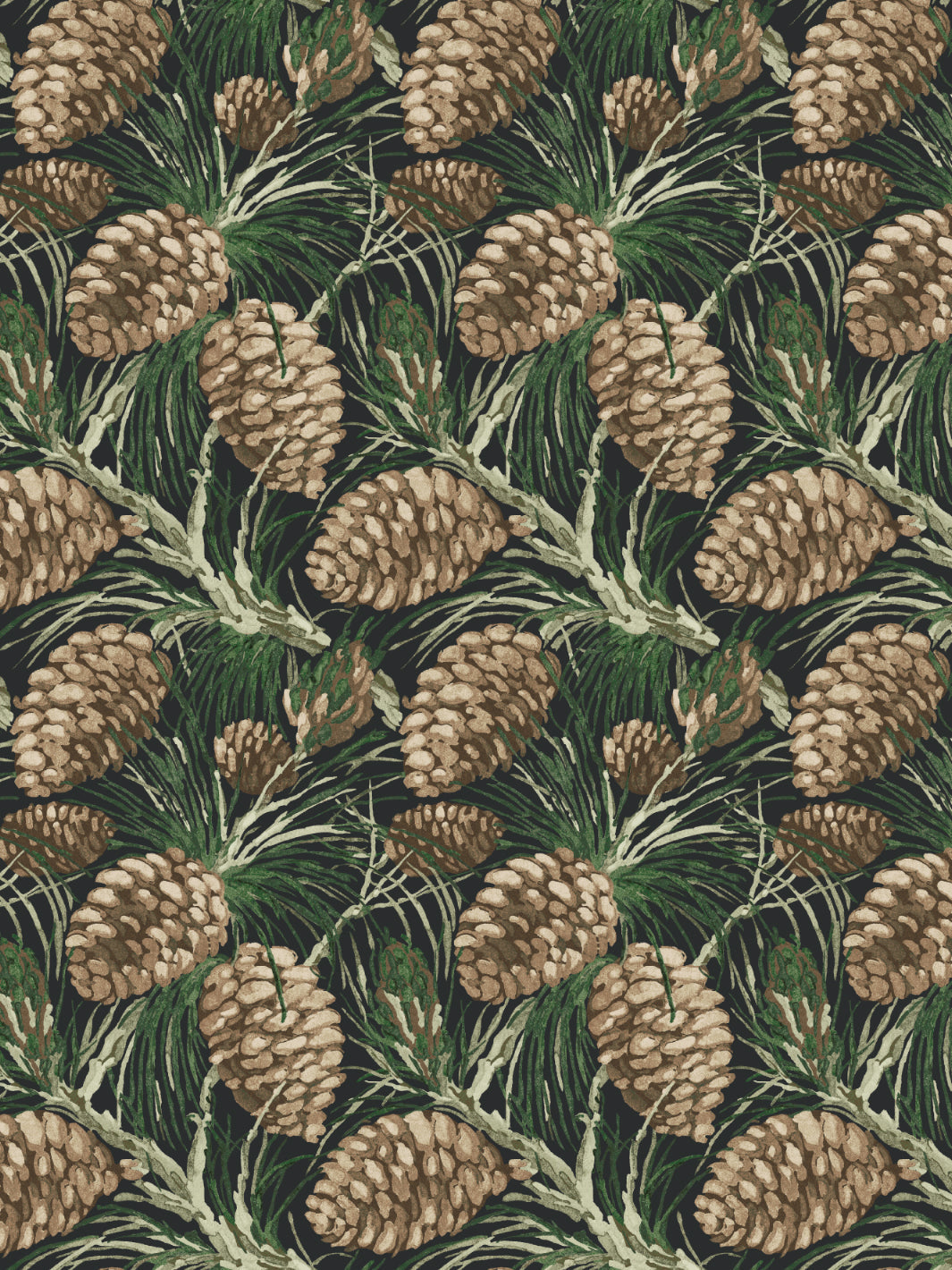 'Pinecones' Wallpaper by Nathan Turner - Charcoal