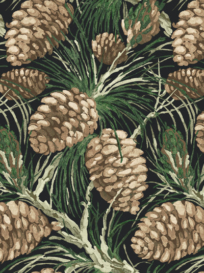 'Pinecones' Wallpaper by Nathan Turner - Charcoal