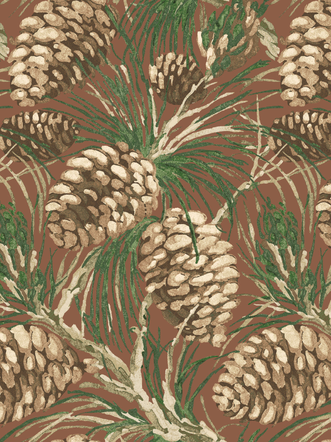 'Pinecones' Wallpaper by Nathan Turner - Chocolate