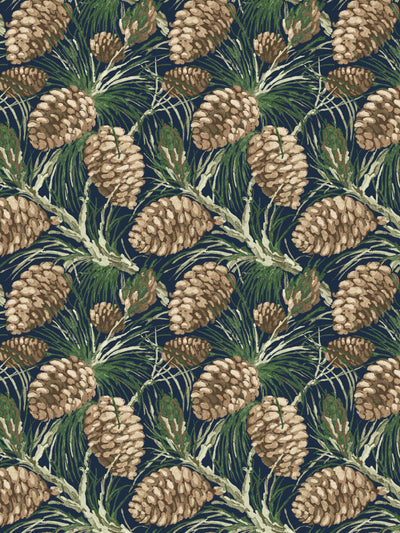 'Pinecones' Wallpaper by Nathan Turner - Navy