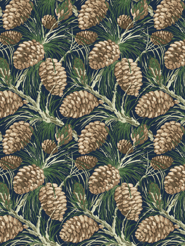 'Pinecones' Wallpaper by Nathan Turner - Navy