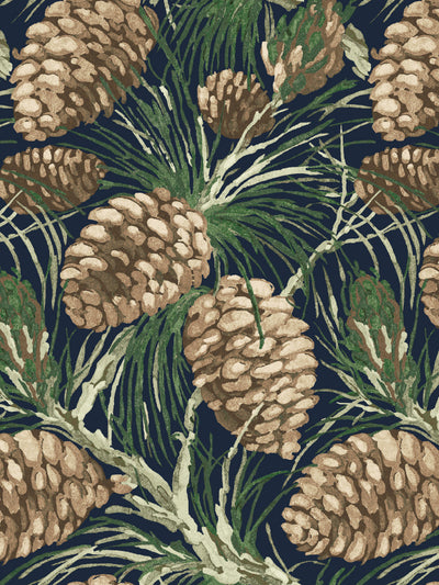 'Pinecones' Wallpaper by Nathan Turner - Navy