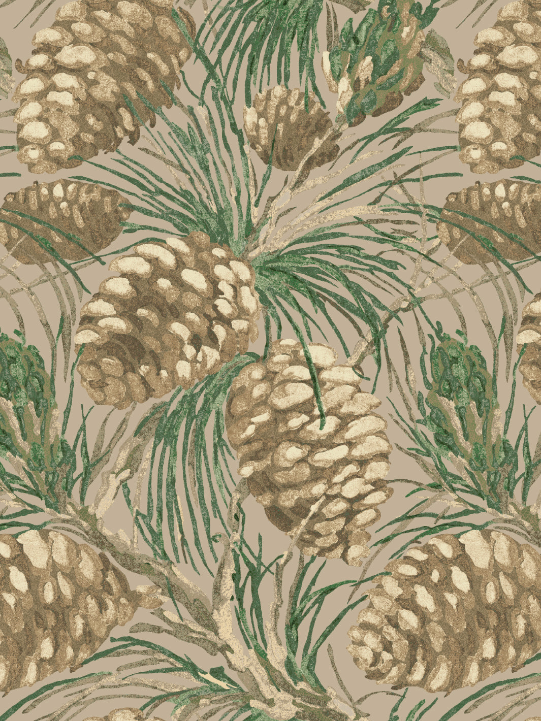 'Pinecones' Wallpaper by Nathan Turner - Taupe