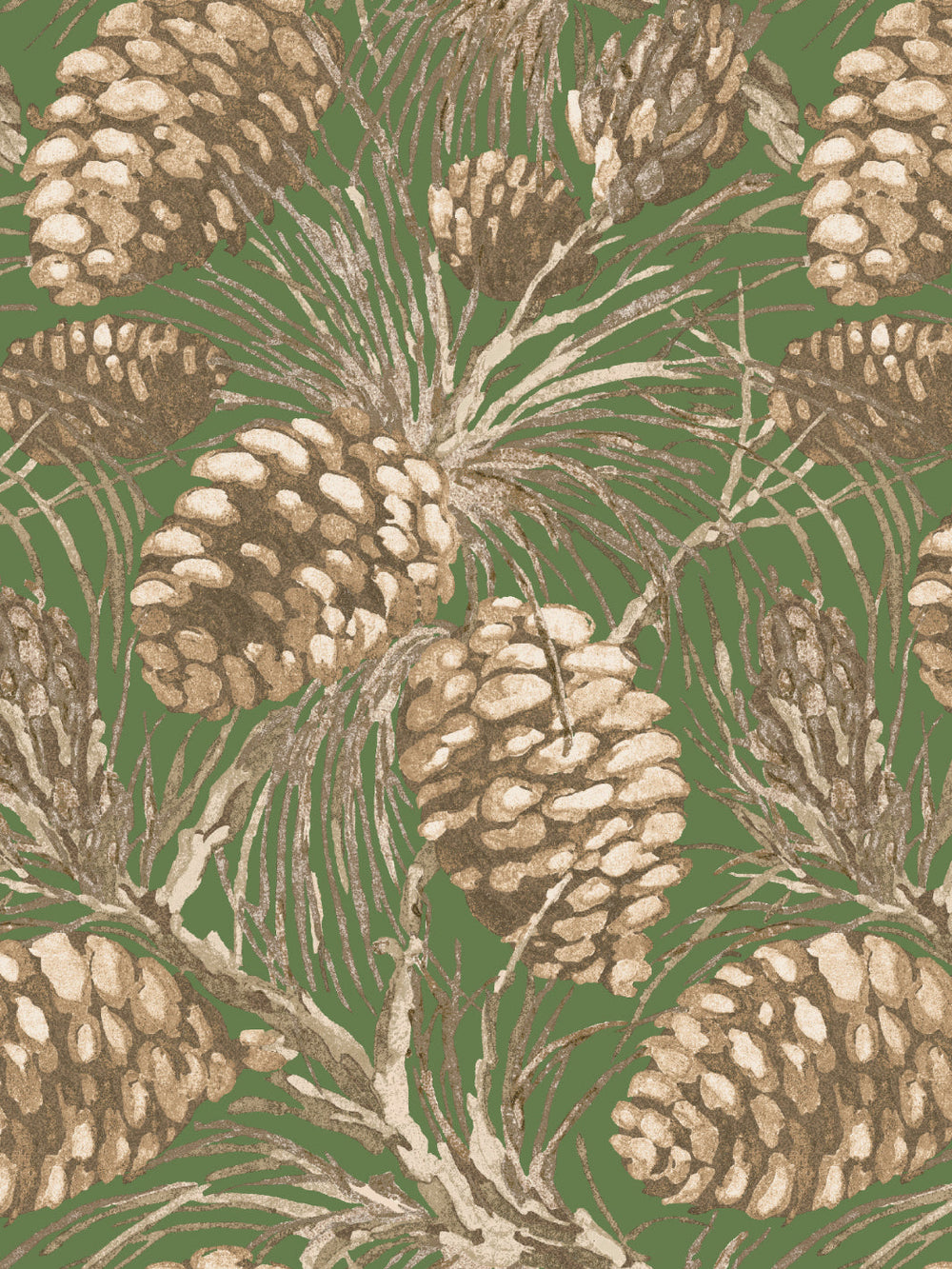 pinecones-wallpaper-by-nathan-turner-taupe-on-green