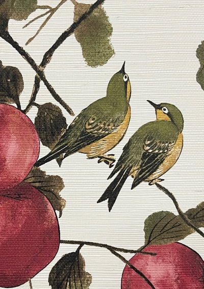 'Pomegranate Birds' Grasscloth Wallpaper by Nathan Turner - Neutral