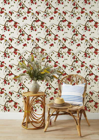 pomegranate birds grasscloth wallpaper by nathan turner neutral