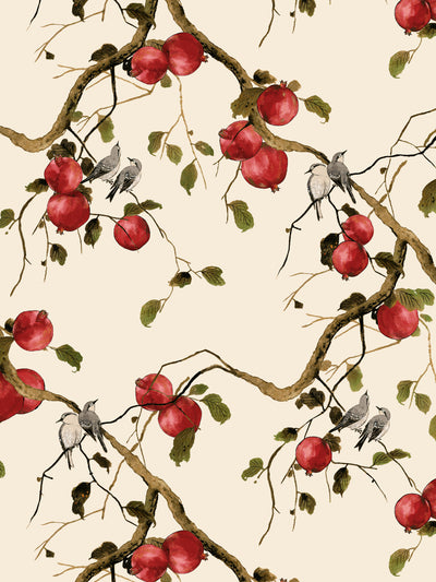 'Pomegranate Birds' Wallpaper by Nathan Turner - Beige