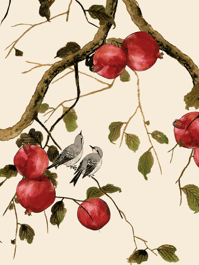 'Pomegranate Birds' Wallpaper by Nathan Turner - Beige