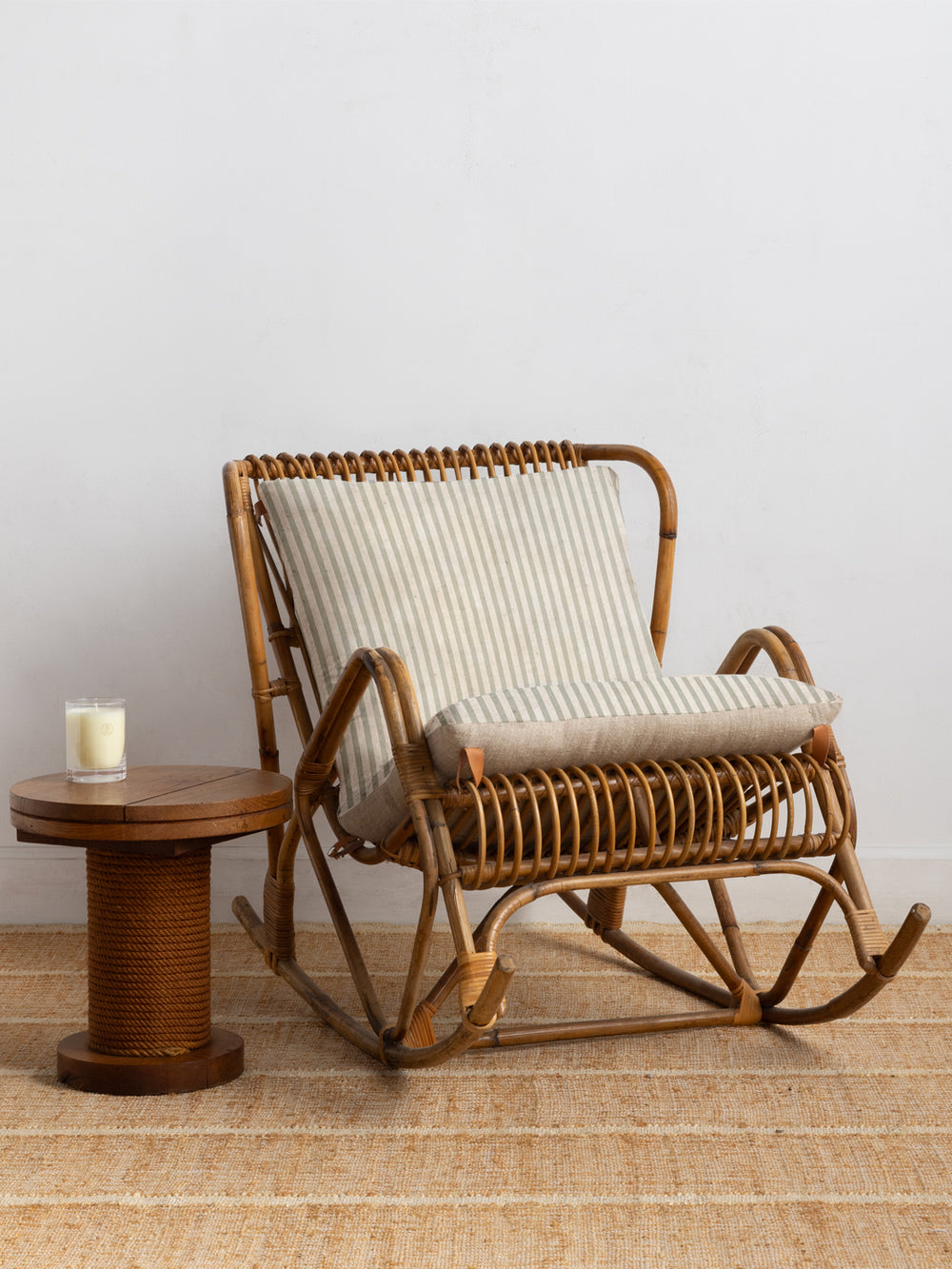 preppy stripe linen fabric by sugar paper silver sage