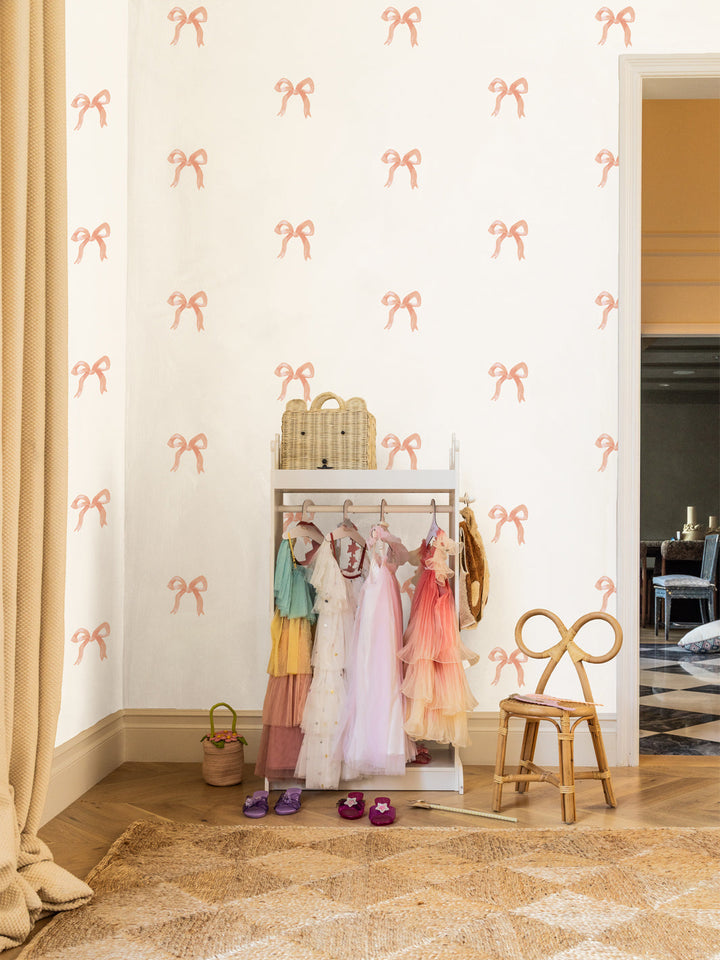 'Pretty Bows' Wallpaper by Meri Meri - White