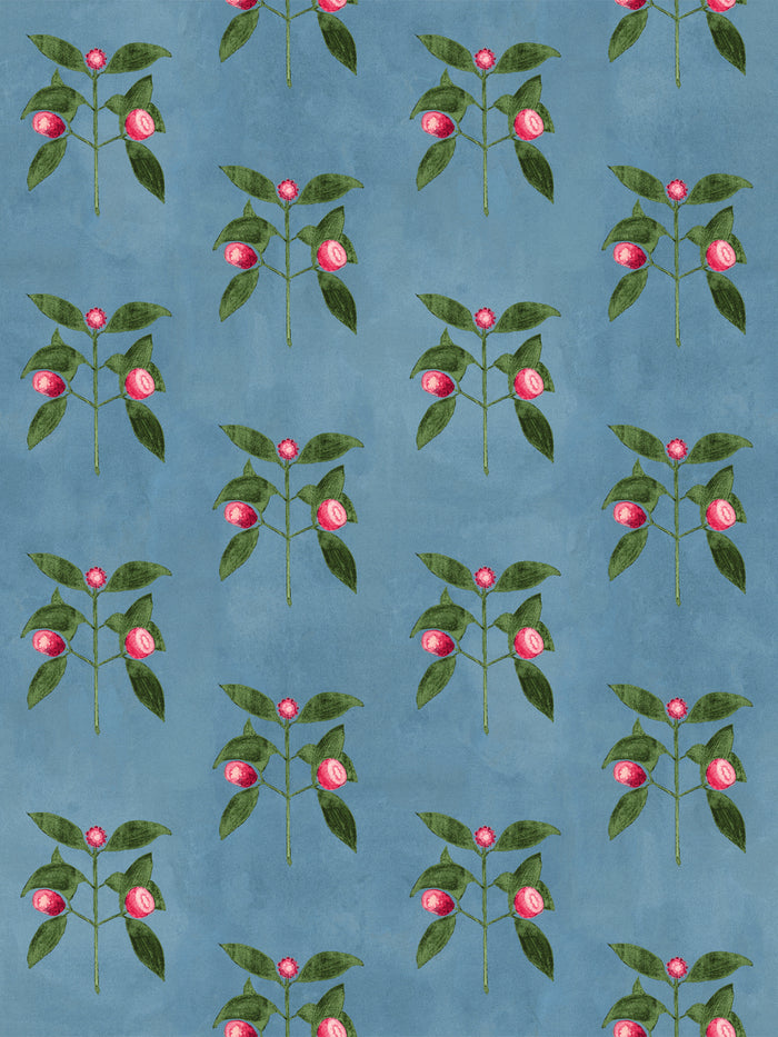'Raspberry Flowers' Wallpaper by Mary Maguire - Cadet