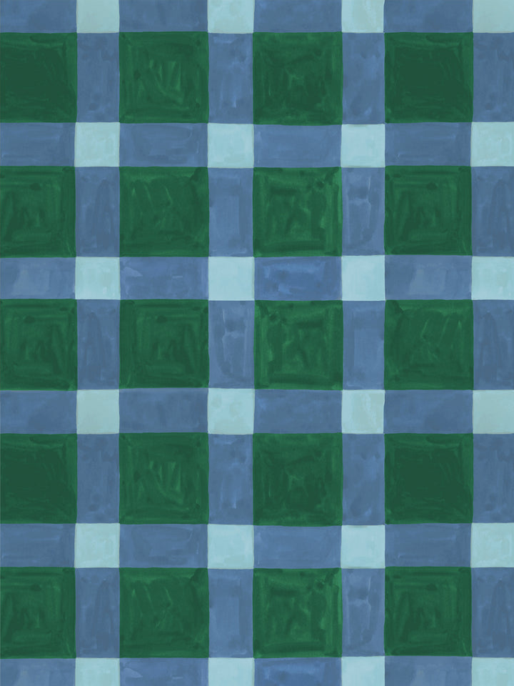 'Riad' Wallpaper in Blue Jade - Design Pattern