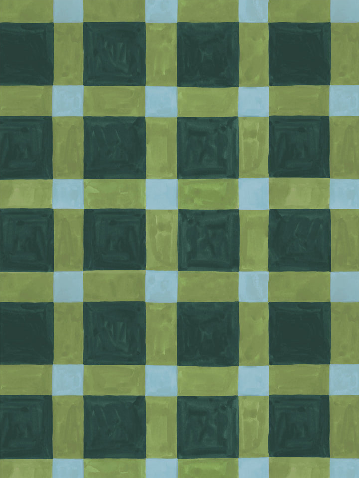 'Riad' Wallpaper in Green Olive - Design Pattern