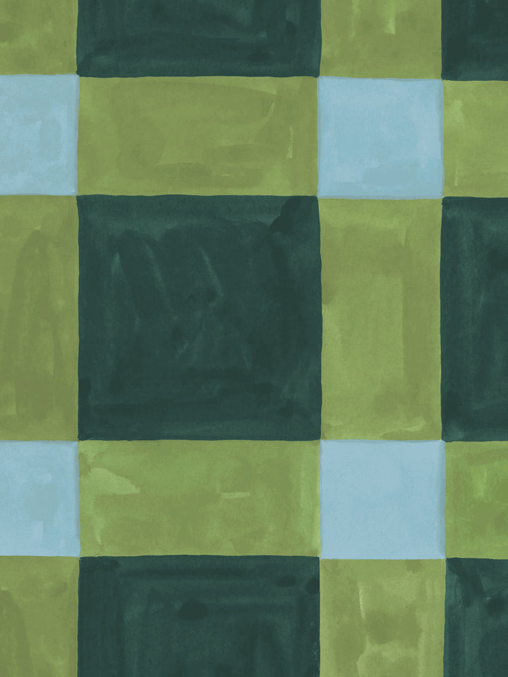 'Riad' Wallpaper in Green Olive - Detail Close-Up