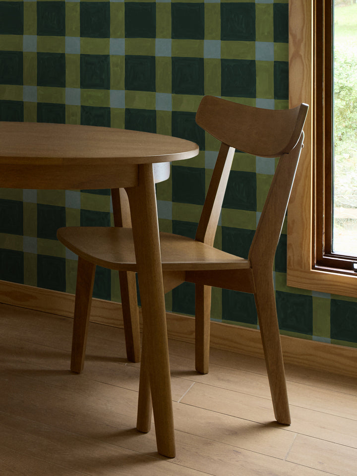 'Riad' Wallpaper in Green Olive - Room Scene