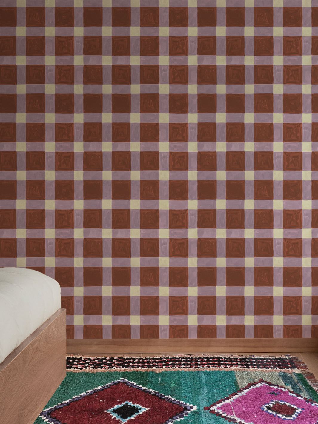 'Riad' Wallpaper in Lilac Terracotta - Room Scene