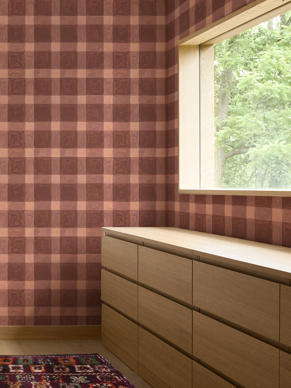 'Riad' Wallpaper in Terra Rose - Room Scene