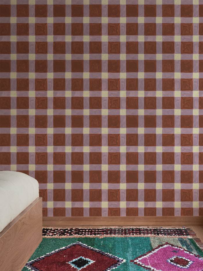 'Riad' Wallpaper by Wallshoppe - Lilac Terracotta