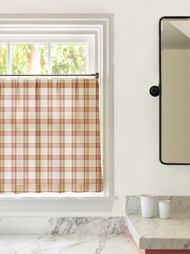 'Rogers Plaid' Linen Fabric by Nathan Turner - Antique Red