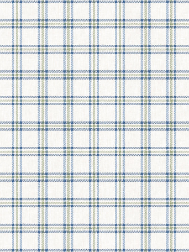rodgers plaid linen fabric by nathan turner blue green