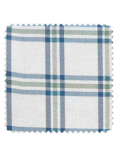 'Rogers Plaid' Linen Fabric by Nathan Turner - Blue Green