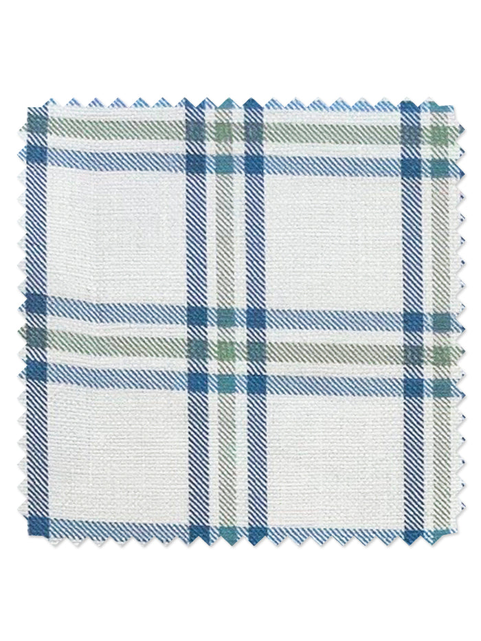 Rogers Plaid' Linen Fabric by Nathan Turner - Blue Green