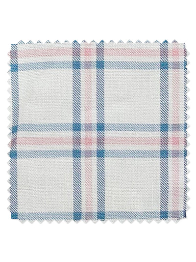 'Rogers Plaid' Linen Fabric by Nathan Turner - Blue Pink