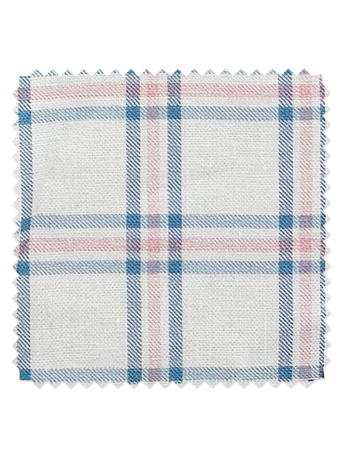 Rogers Plaid' Linen Fabric by Nathan Turner - Blue Pink