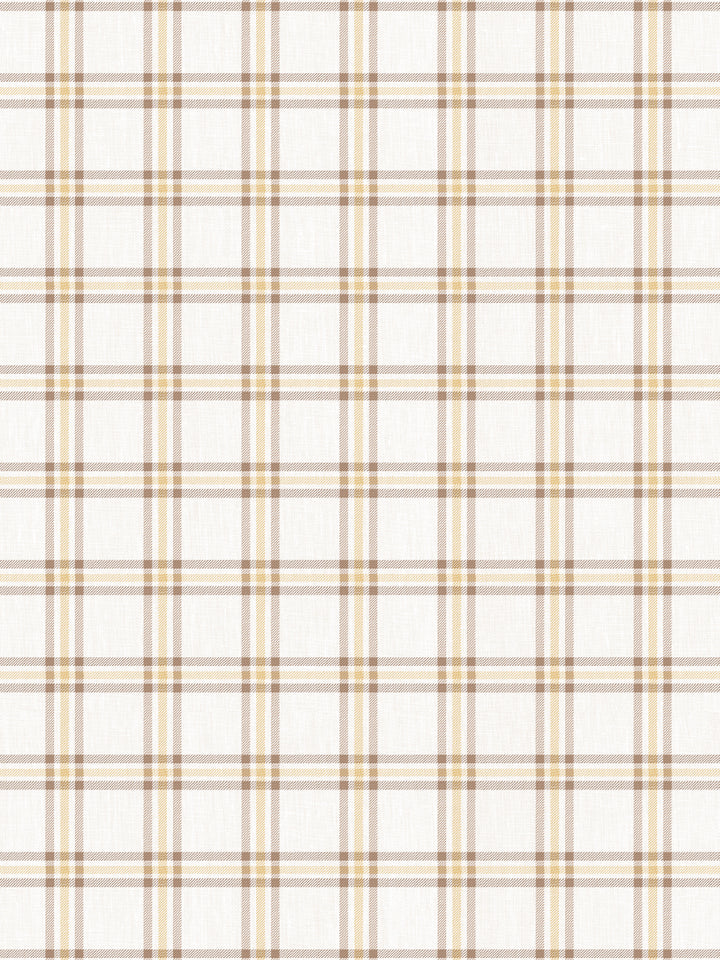 rodgers plaid linen fabric by nathan turner brown gold