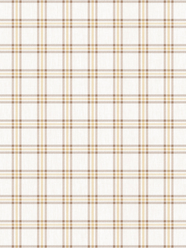rodgers plaid linen fabric by nathan turner brown gold