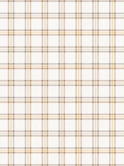 'Rogers Plaid' Linen Fabric by Nathan Turner - Brown Gold