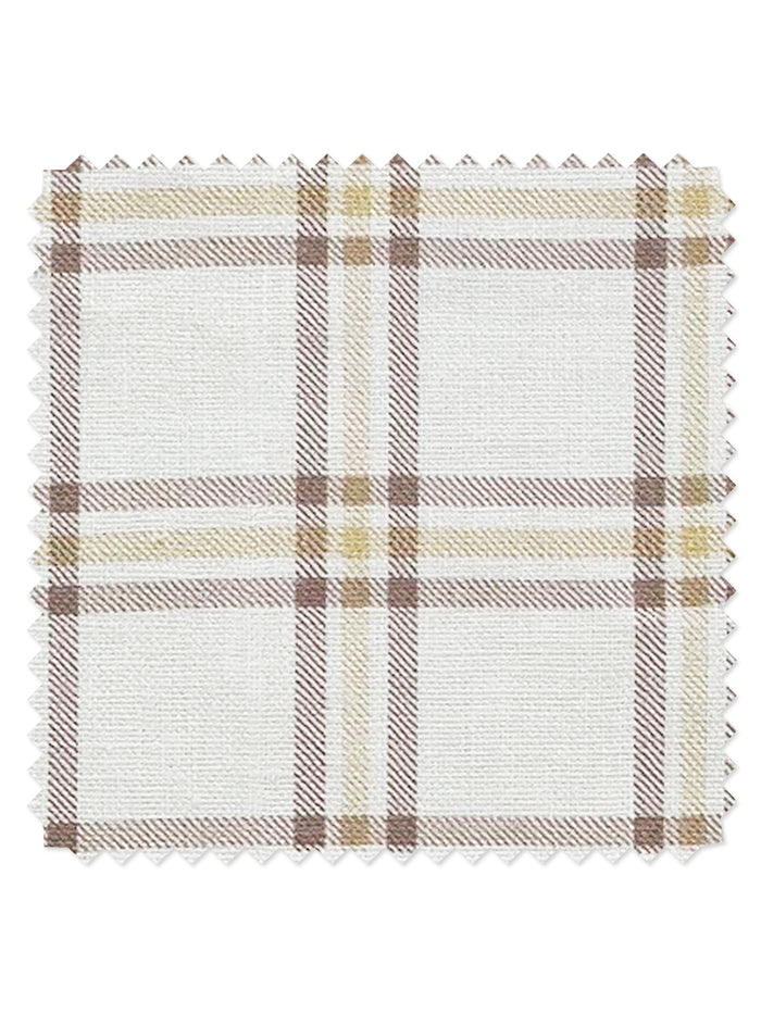 Rogers Plaid' Linen Fabric by Nathan Turner - Brown Gold