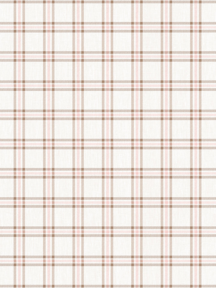 rodgers plaid linen fabric by nathan turner brown pink