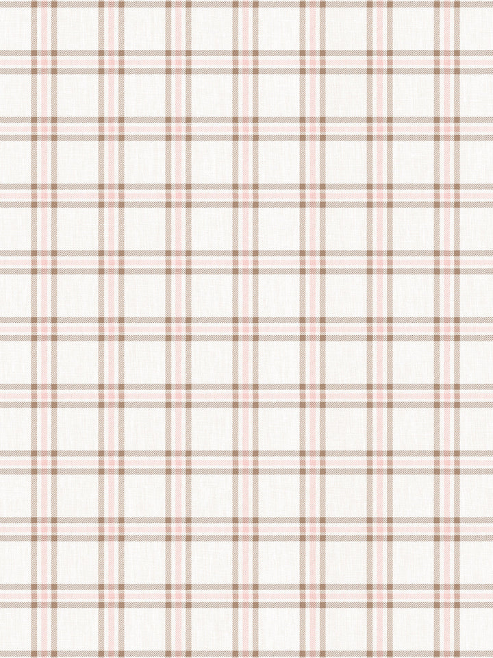 rodgers plaid linen fabric by nathan turner brown pink