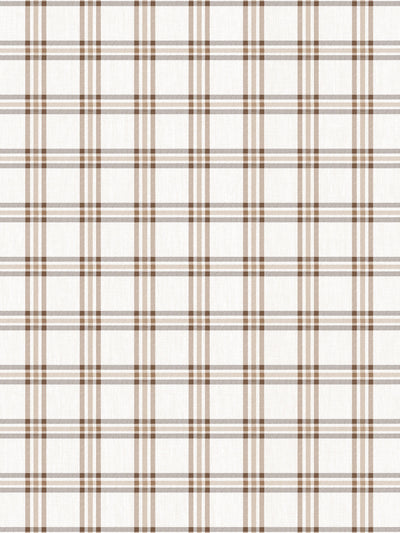 'Rogers Plaid' Linen Fabric by Nathan Turner - Brown