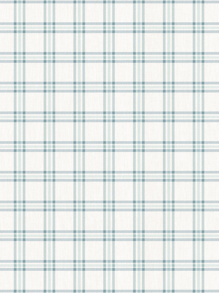 rodgers plaid linen fabric by nathan turner seafoam