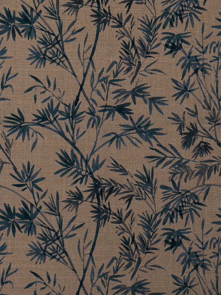 'Runaway Bamboo' Burlap Wallpaper by Flint Wood & Hicks - Blue
