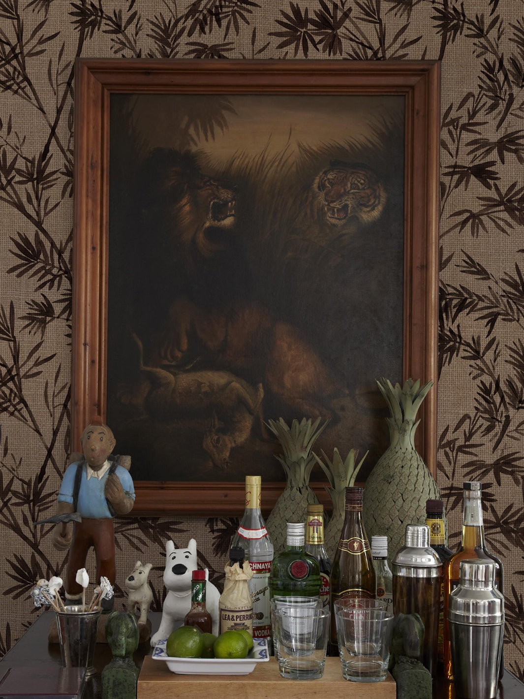 'Runaway Bamboo' Burlap Wallpaper by Flint Wood & Hicks - Slate
