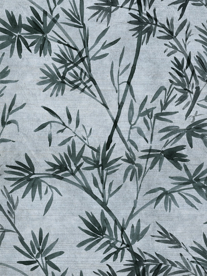 'Runaway Bamboo' Grasscloth Wallpaper by Flint Wood & Hicks - Tonal Blue