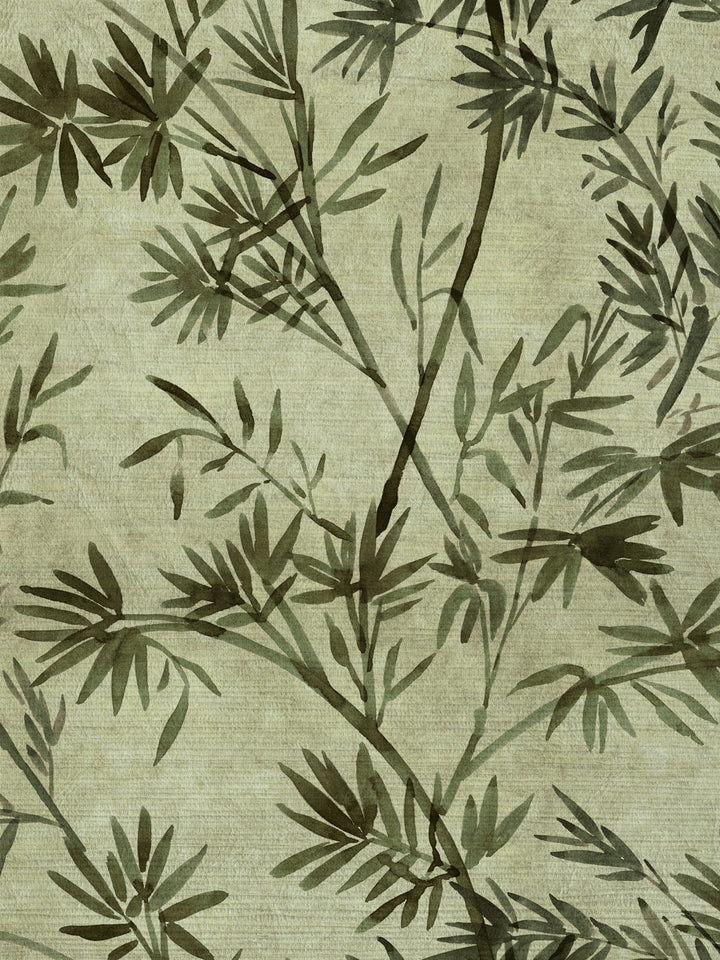 'Runaway Bamboo' Grasscloth Wallpaper by Flint Wood & Hicks - Tonal Green