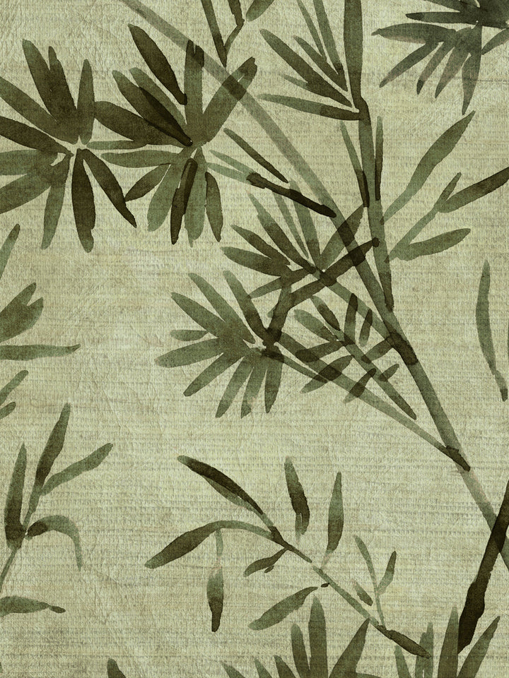 'Runaway Bamboo' Grasscloth Wallpaper by Flint Wood & Hicks - Tonal Green