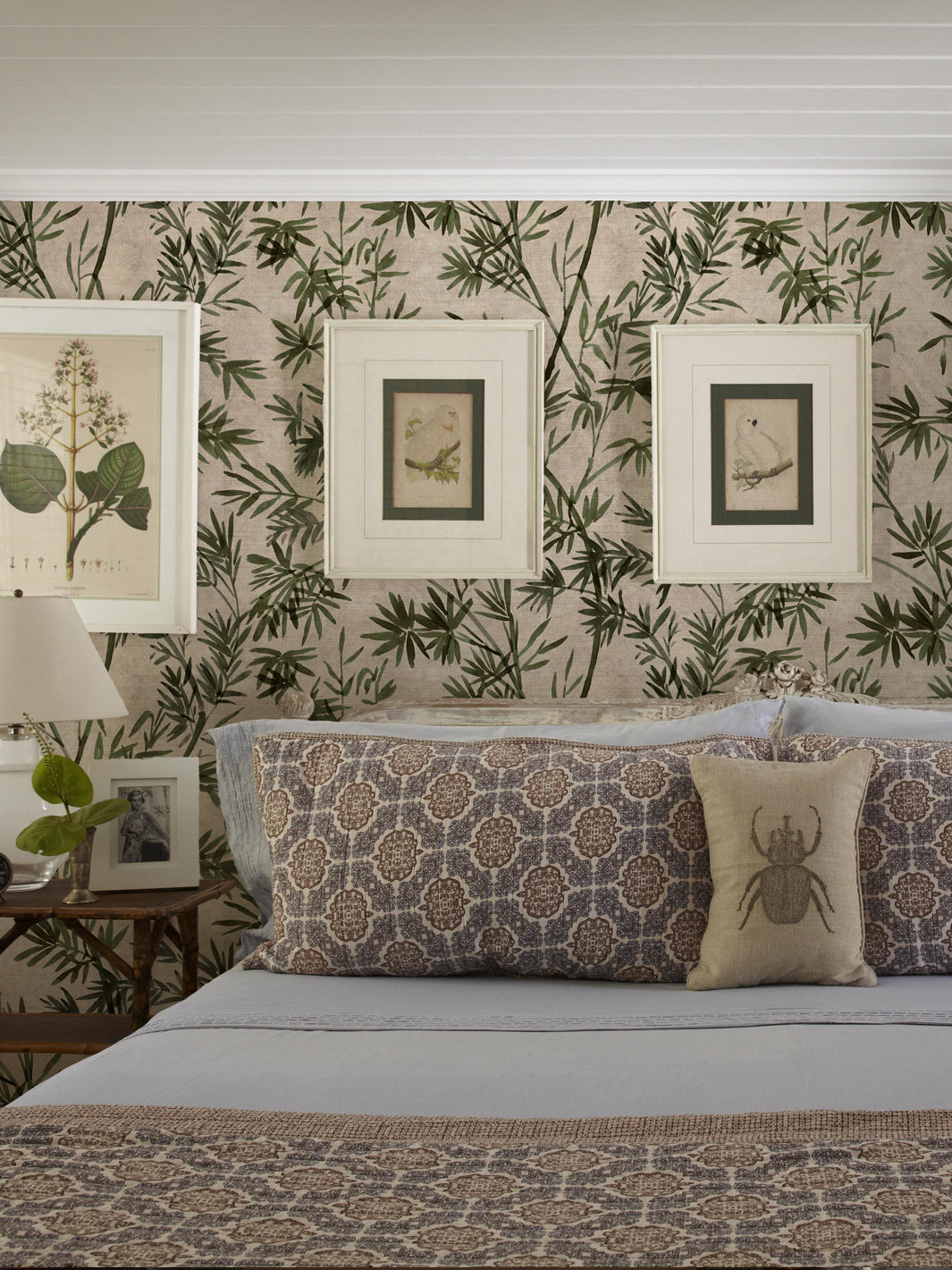 'Runaway Bamboo' Grasscloth Wallpaper by Flint Wood & Hicks - Faded Green