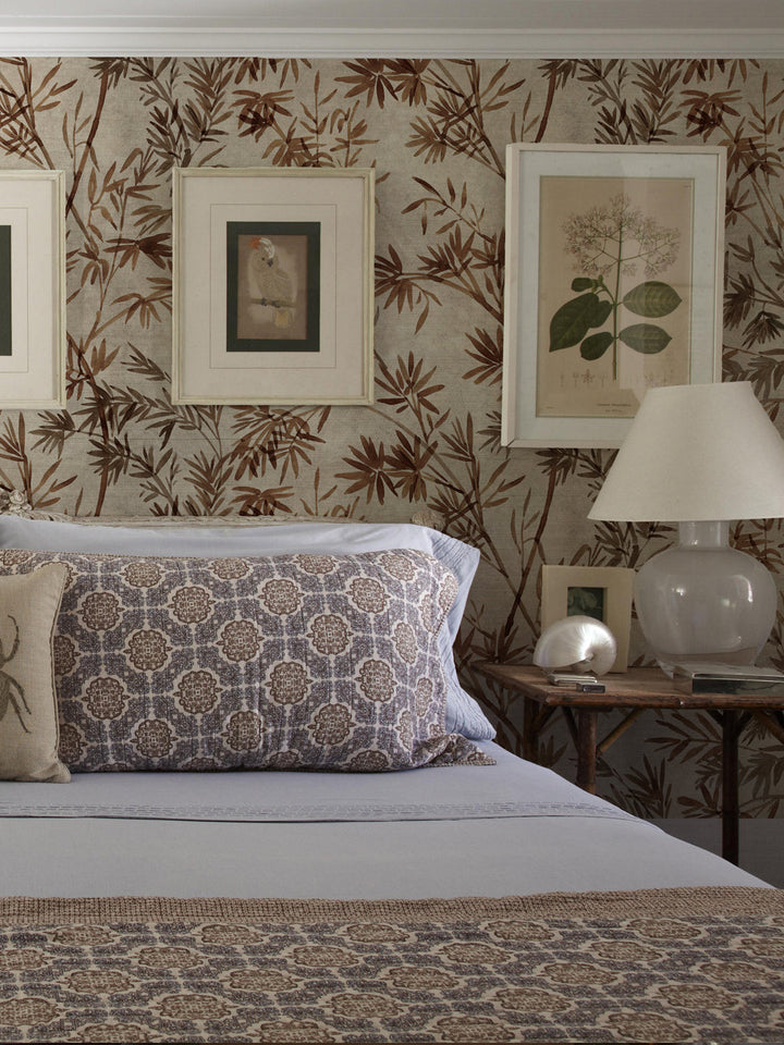 'Runaway Bamboo' Grasscloth Wallpaper by Flint Wood & Hicks - Leather Brown