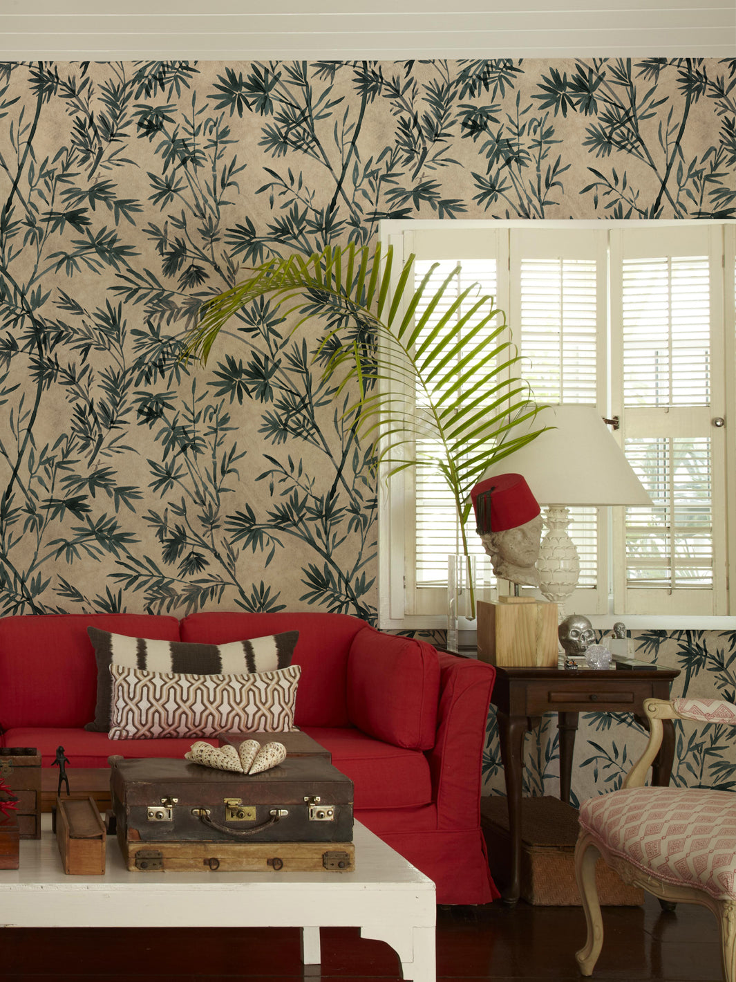 'Runaway Bamboo' Wallpaper by Flint Wood & Hicks - Faded Blue