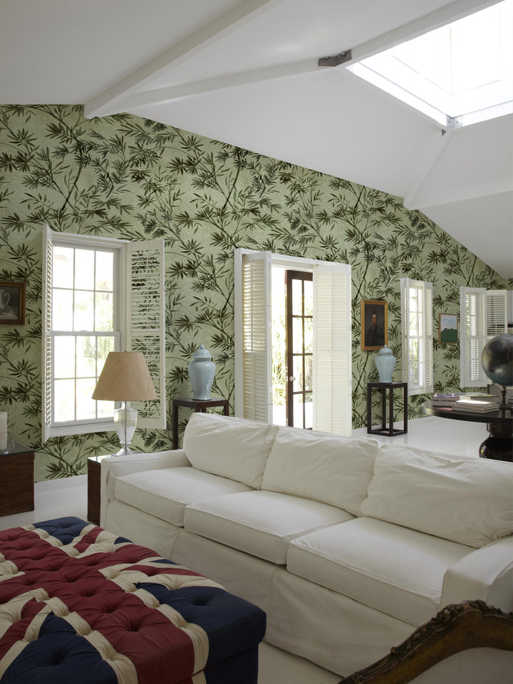'Runaway Bamboo' Wallpaper by Flint Wood & Hicks - Tonal Green