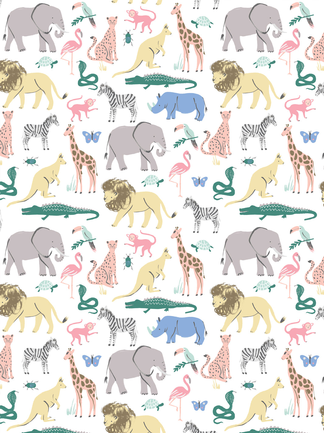 'Safari Animals' Gift Wrap by Meri Meri - Multi