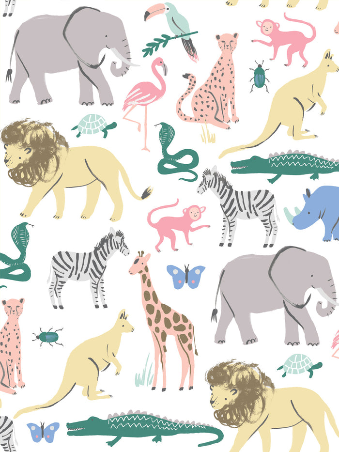 'Safari Animals' Wallpaper by Meri Meri - Multi