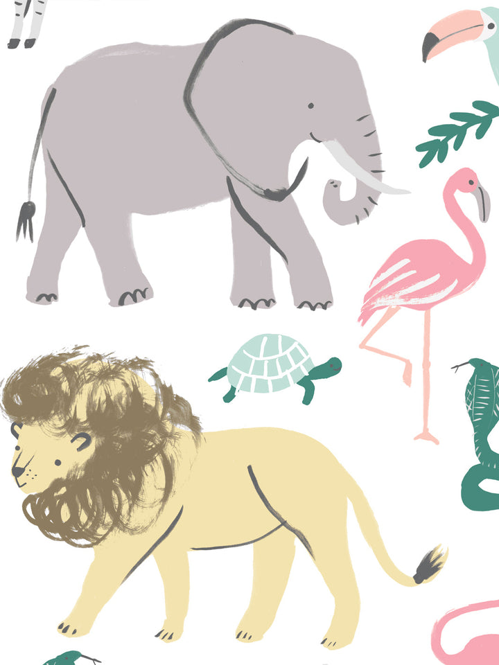 'Safari Animals' Wallpaper by Meri Meri - Multi